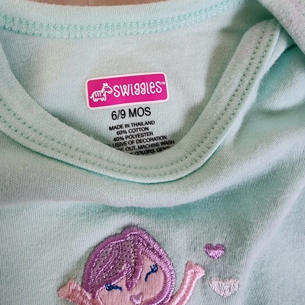 Girls 6-9 Month Pink and Mint Kids Summer Onesies